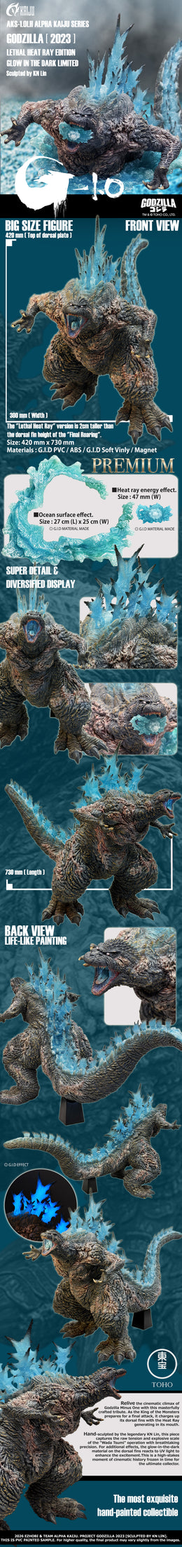 Godzilla Minus One Premium Collectible Figures (Both Versions: Final Roaring + Final Attack) – U.S. Region (AKS-1.0FR/LH Alpha Kaiju Series)
