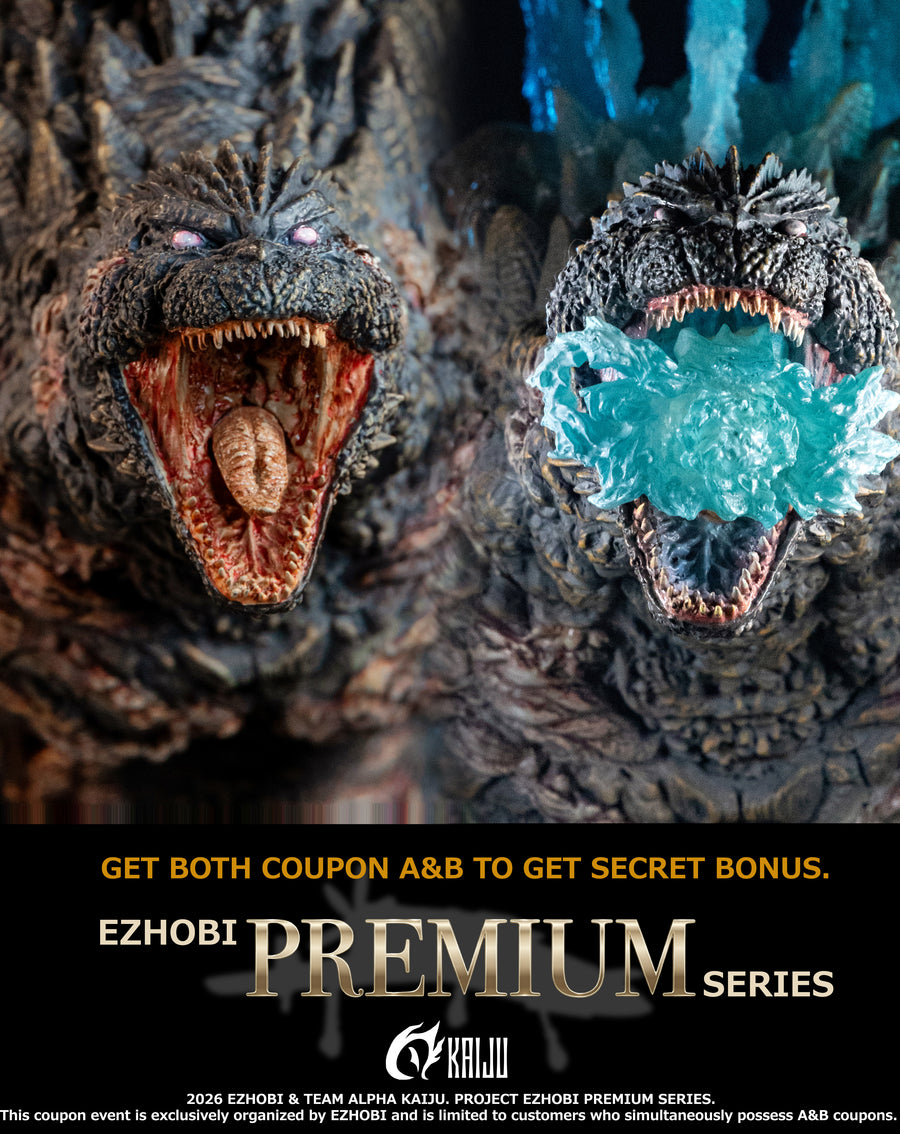 Godzilla Minus One Premium Collectible Figures (Both Versions: Final Roaring + Final Attack) – U.S. Region (AKS-1.0FR/LH Alpha Kaiju Series)