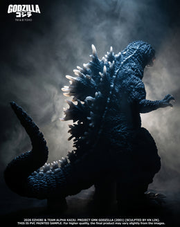 EZHOBI GMK Godzilla 2001 statue back view with translucent dorsal fins