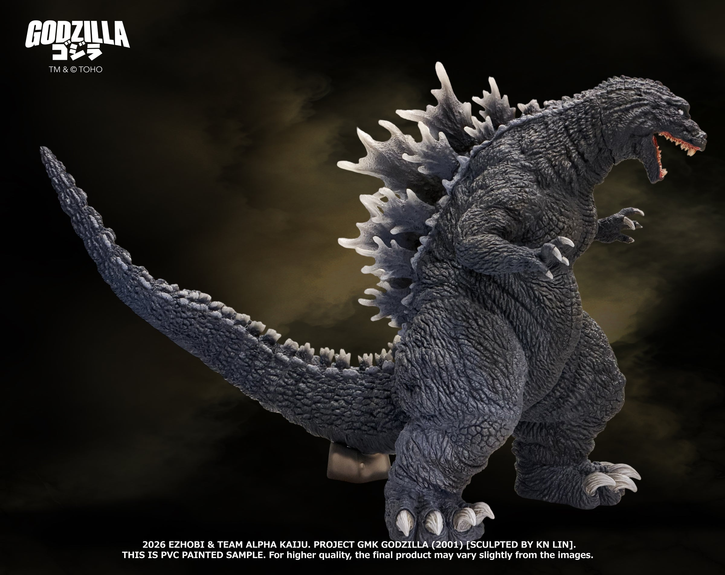 AKS-003DX GMK Godzilla 2001 collectible statue side view and tail profile